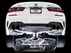 BMW 3 Series Performance Exhaust - AWE Tuning - Cat Back, Track Edition, Quad Diamond Black Tips - Diamond Black - `19-`27